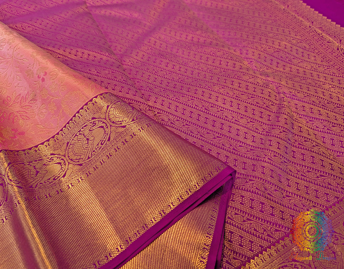 Peach Pure Kanjivaram Silk Saree