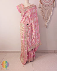 Peach Gaji Gharchola Gota Patti Saree – Handloom Saree Online India | Elegantt Drapes