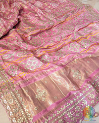 Peach Gaji Gharchola Gota Patti Saree – Handloom Saree Online India | Elegantt Drapes