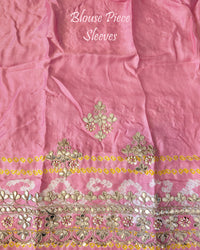 Peach Gaji Gharchola Gota Patti Saree – Handloom Saree Online India | Elegantt Drapes