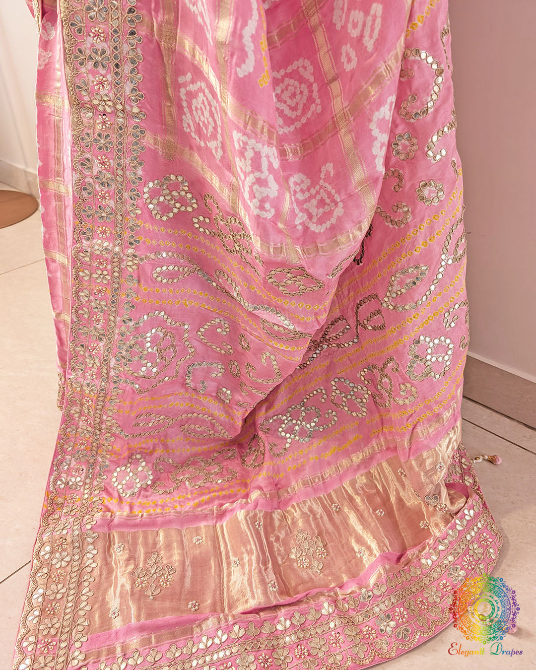Peach Gaji Gharchola Gota Patti Saree – Handloom Saree Online India | Elegantt Drapes