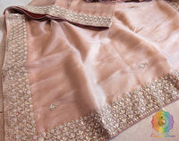 Pale Peach Tissue Organza Gota Patti Saree – Handloom Saree Online India | Elegantt Drapes