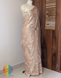 Peach Tissue Silk Gota Patti Handwork Saree – Handloom Saree Online India | Elegantt Drapes