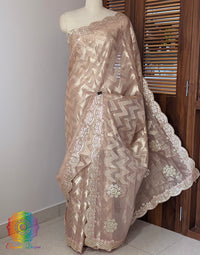 Peach Tissue Silk Gota Patti Handwork Saree – Handloom Saree Online India | Elegantt Drapes