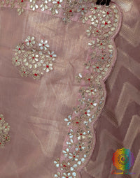 Peach Tissue Silk Gota Patti Handwork Saree – Handloom Saree Online India | Elegantt Drapes