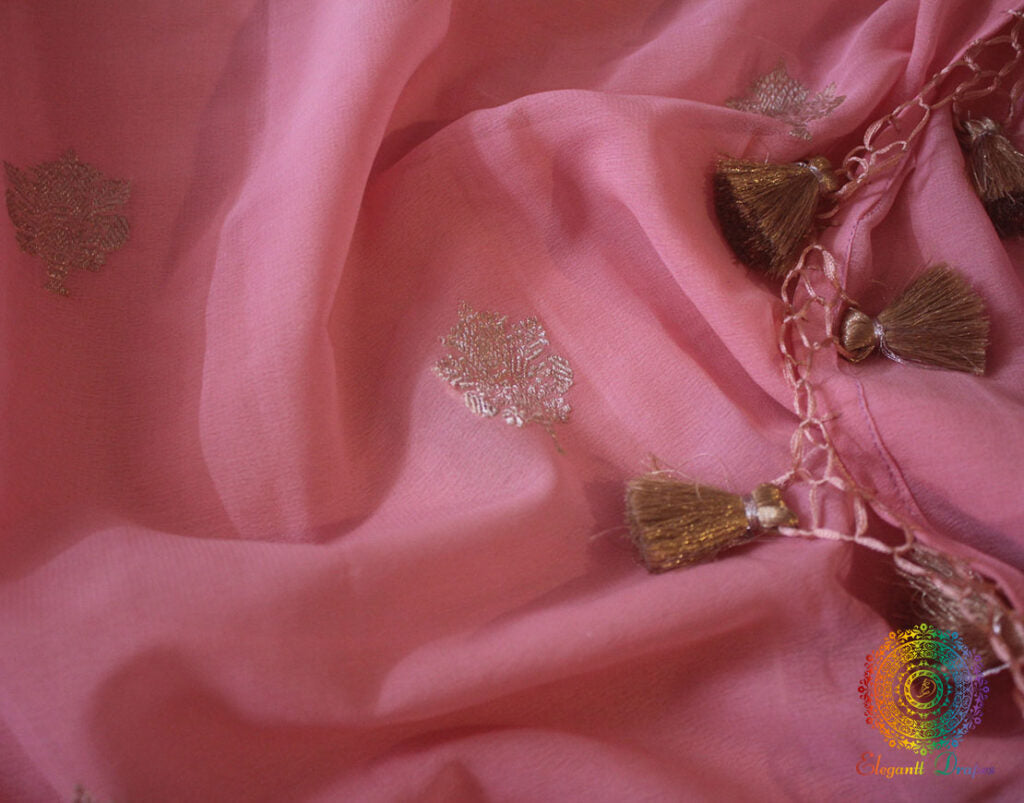 Pale Peach Banarasi Handloom Georgette Kadhuwa Saree – Handloom Saree Online India | Elegantt Drapes