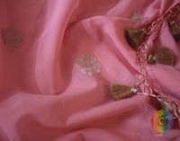 Pale Peach Banarasi Handloom Georgette Kadhuwa Saree – Handloom Saree Online India | Elegantt Drapes