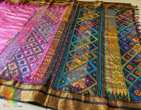 Pink Black Pure Ilkal Silk Lambani Handwork Saree – Ilkal Handloom Saree Online India | Elegantt Drapes