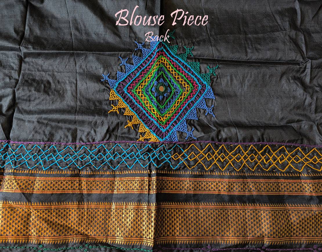 Pink Black Pure Ilkal Silk Lambani Handwork Saree – Ilkal Handloom Saree Online India | Elegantt Drapes