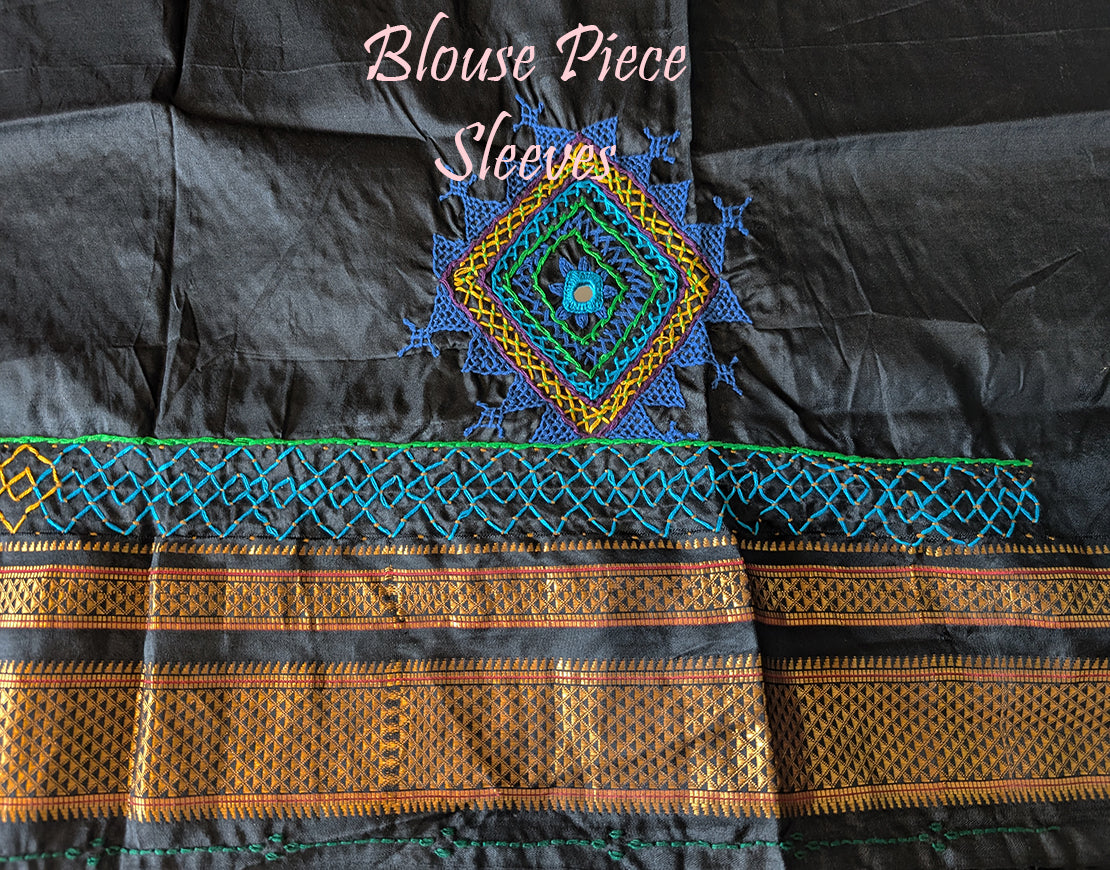 Pink Black Pure Ilkal Silk Lambani Handwork Saree – Ilkal Handloom Saree Online India | Elegantt Drapes