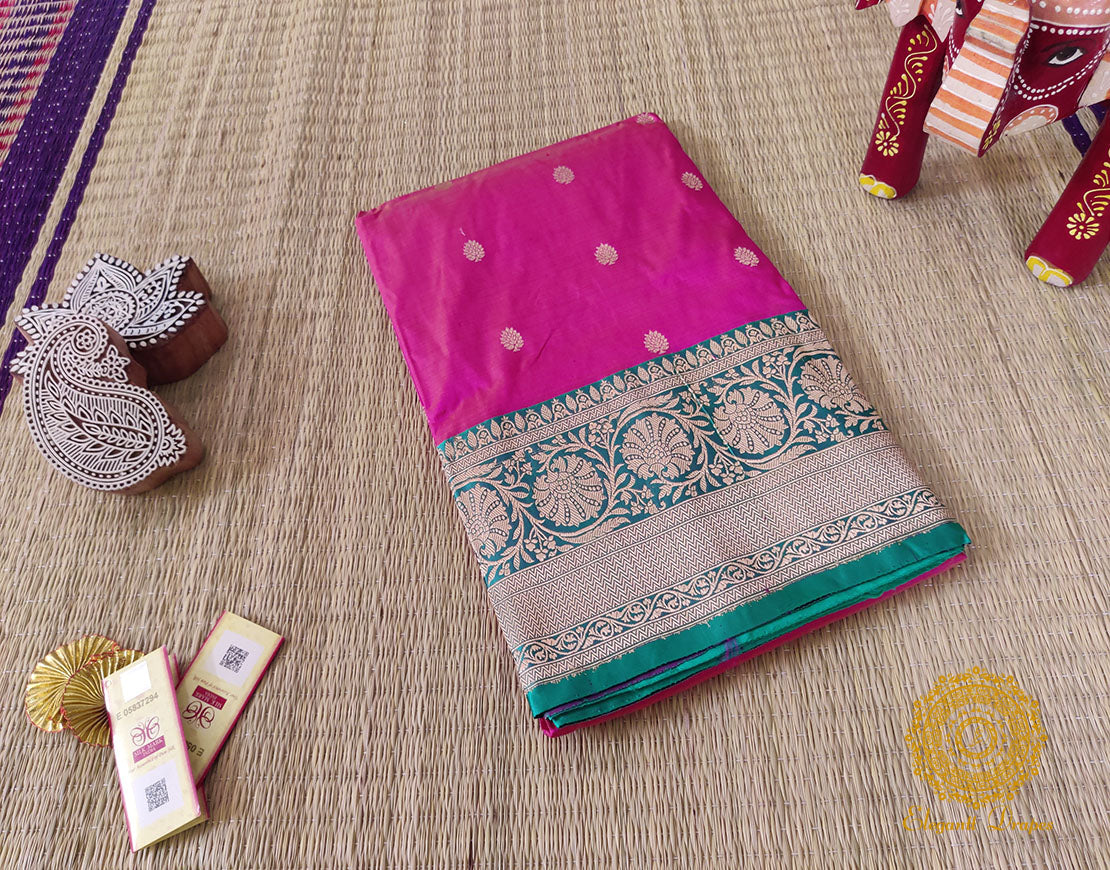 Pink Pure Banarasi Handloom Katan Silk Saree – Handloom Saree Online India | Elegantt Drapes
