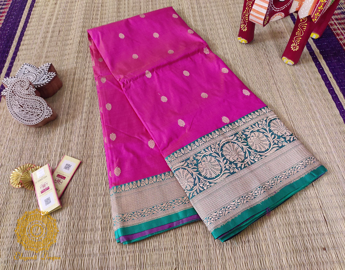 Pink Pure Banarasi Handloom Katan Silk Saree – Handloom Saree Online India | Elegantt Drapes