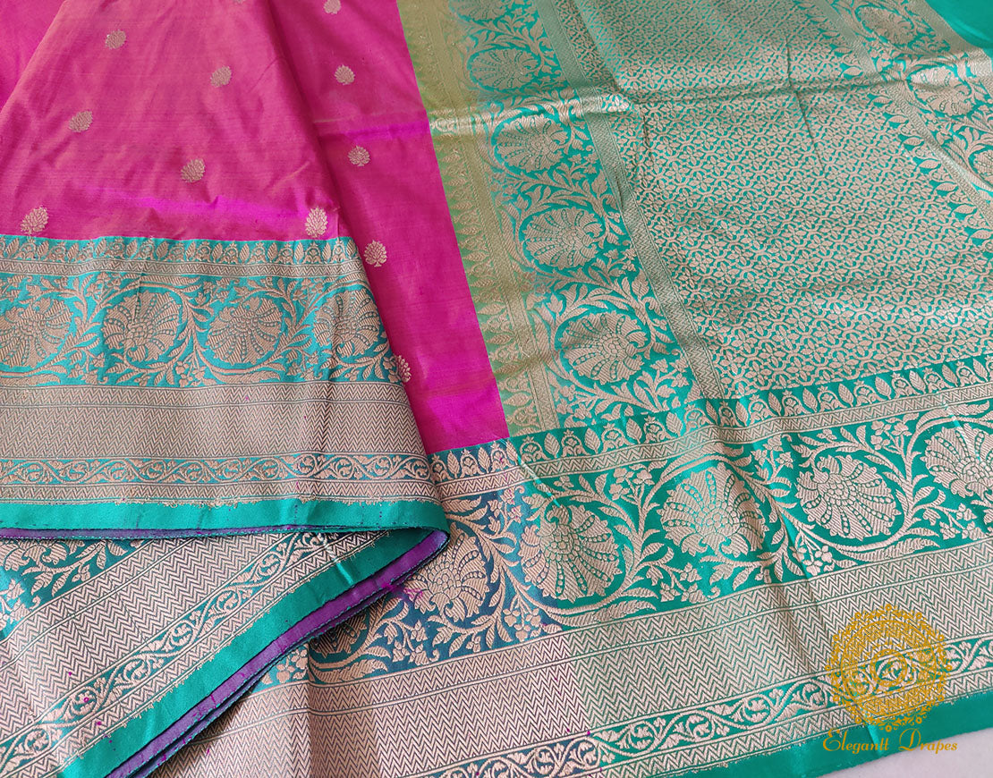 Pink Pure Banarasi Handloom Katan Silk Saree – Handloom Saree Online India | Elegantt Drapes