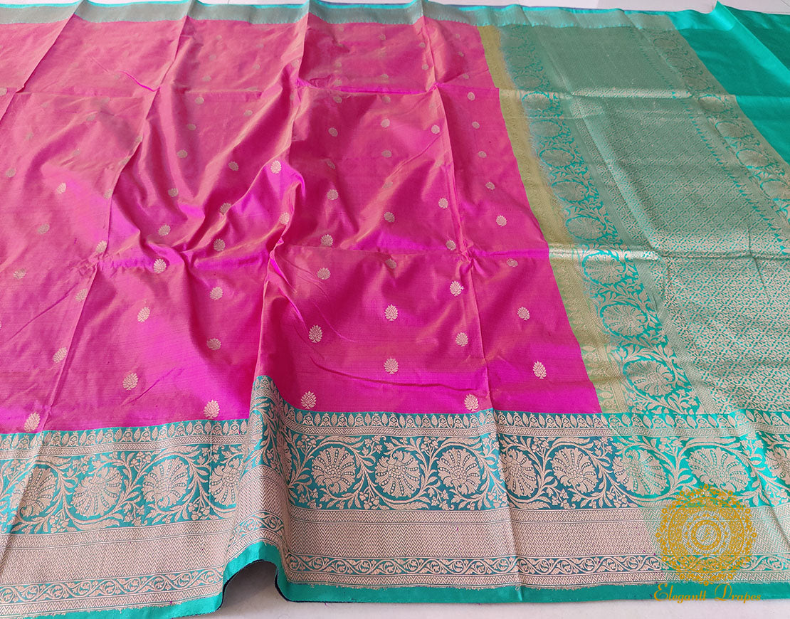 Pink Pure Banarasi Handloom Katan Silk Saree – Handloom Saree Online India | Elegantt Drapes