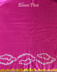 Pink Pure Gajji Silk Bandhani Saree 2 – Bandhani Saree Online India | Elegantt Drapes