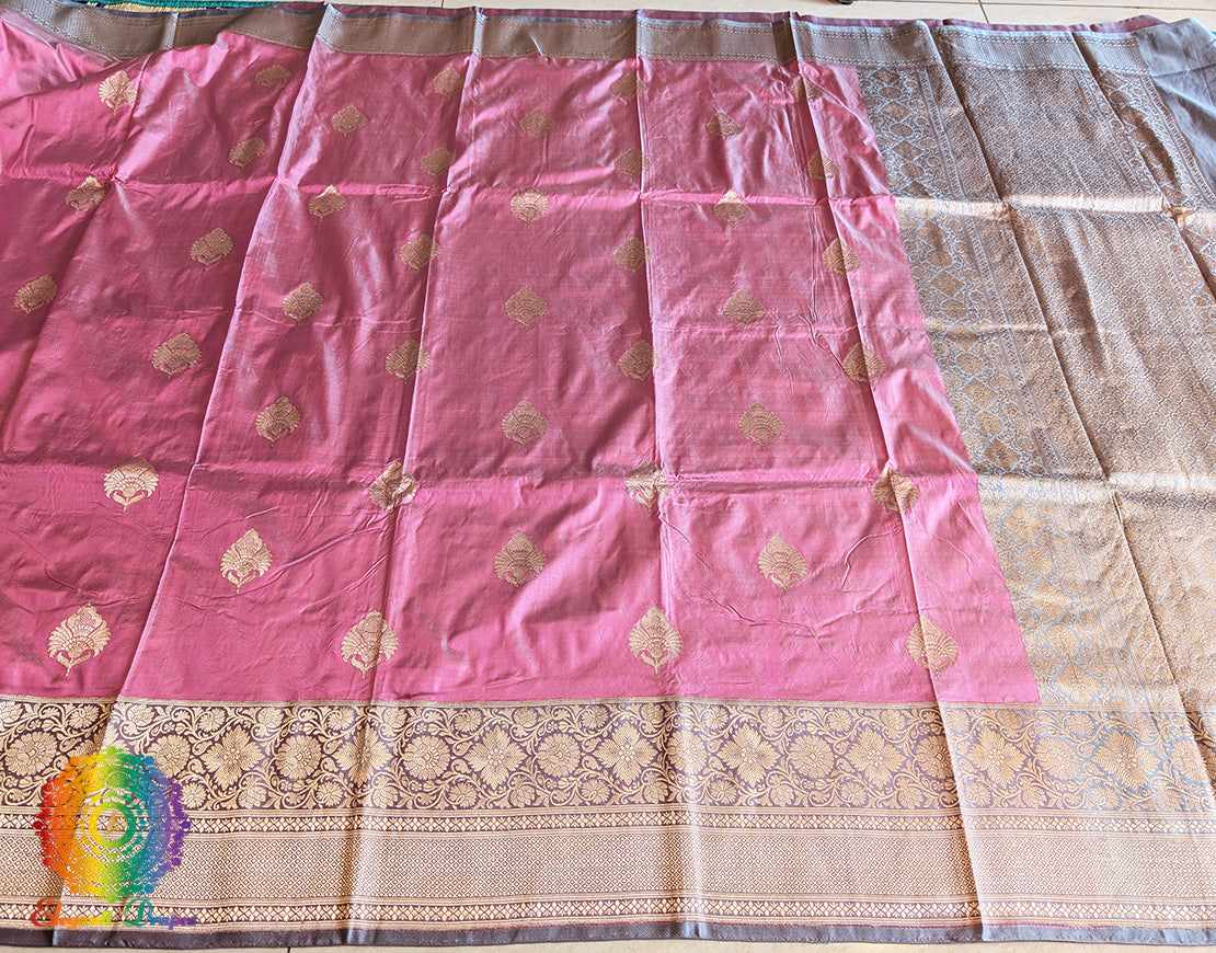Pink Pure Banarasi Handloom Katan Silk Saree 2 – Handloom Saree Online India | Elegantt Drapes
