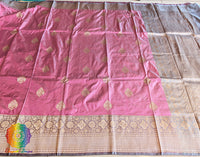 Pink Pure Banarasi Handloom Katan Silk Saree 2 – Handloom Saree Online India | Elegantt Drapes