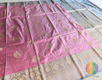 Pink Pure Banarasi Handloom Katan Silk Saree 2 – Handloom Saree Online India | Elegantt Drapes