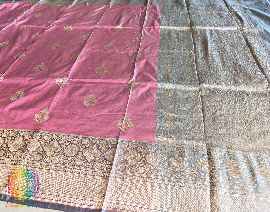 Pink Pure Banarasi Handloom Katan Silk Saree 2 – Handloom Saree Online India | Elegantt Drapes