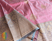 Pink Pure Banarasi Handloom Katan Silk Saree 2 – Handloom Saree Online India | Elegantt Drapes