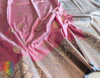 Pink Pure Banarasi Handloom Katan Silk Saree 2 – Handloom Saree Online India | Elegantt Drapes