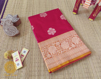 Pink Mustard Pure Banarasi Handloom Katan Silk Saree – Handloom Saree Online India | Elegantt Drapes