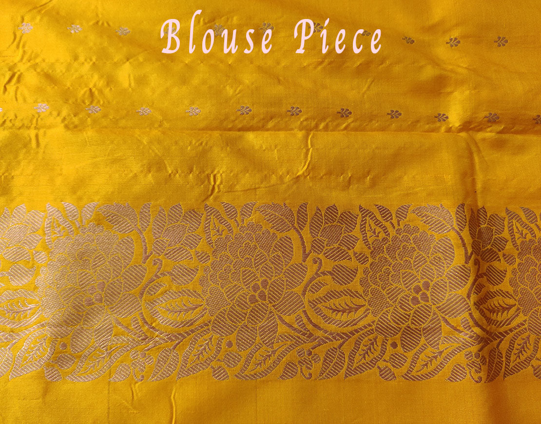 Pink Mustard Pure Banarasi Handloom Katan Silk Saree – Handloom Saree Online India | Elegantt Drapes