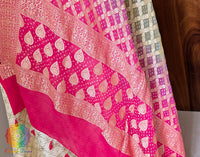 Pink Olive Banarasi Bandhani Georgette Dupatta – Bandhani Saree Online India | Elegantt Drapes