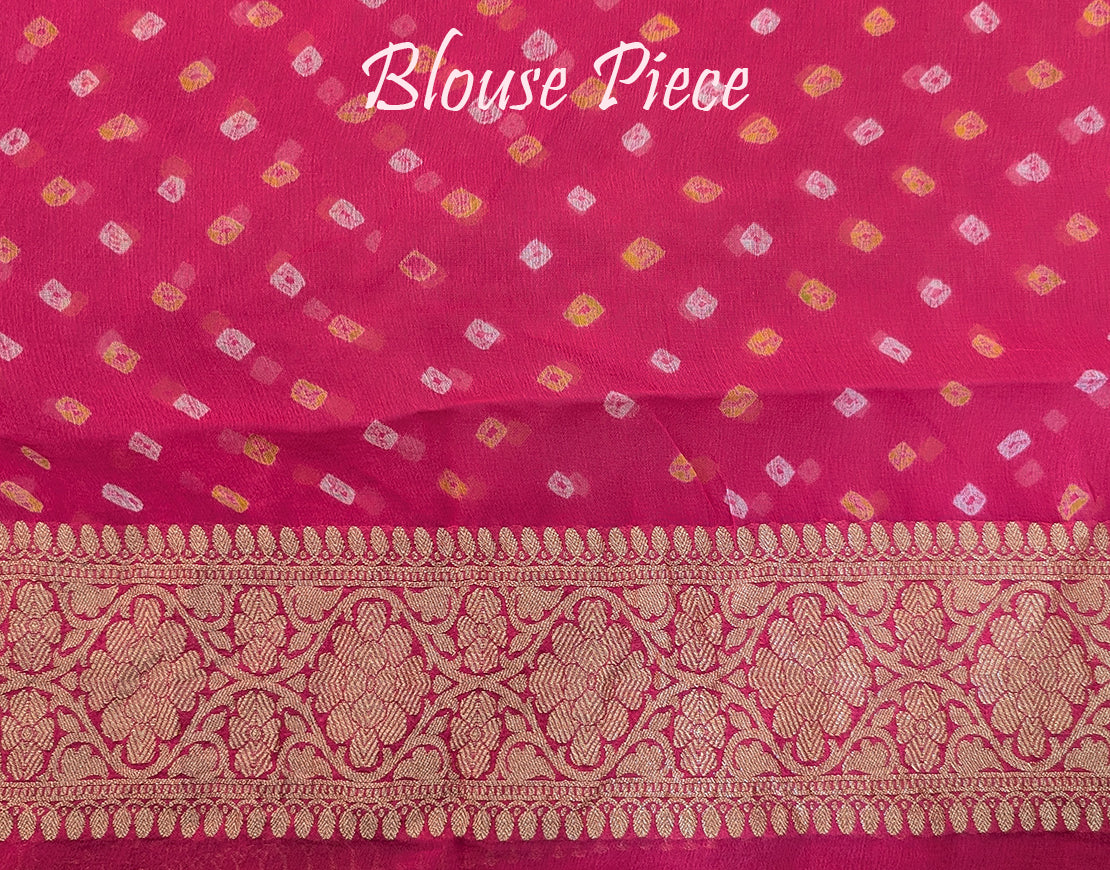 Pink Olive Banarasi Bandhani Khaddi Georgette Saree – Bandhani Saree Online India | Elegantt Drapes