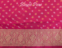 Pink Olive Banarasi Bandhani Khaddi Georgette Saree – Bandhani Saree Online India | Elegantt Drapes