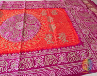 Pink Orange Gaji Silk Bandhani Gota Patti Handwork Dupatta