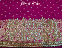 Pink Orange Banarasi Georgette Bandhani Gota Patti Saree – Bandhani Saree Online India | Elegantt Drapes