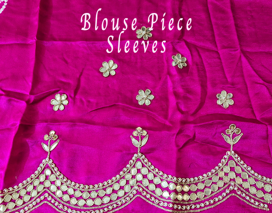 Pink Orange Pure Gaji Silk Gharchola Gota Patti Saree