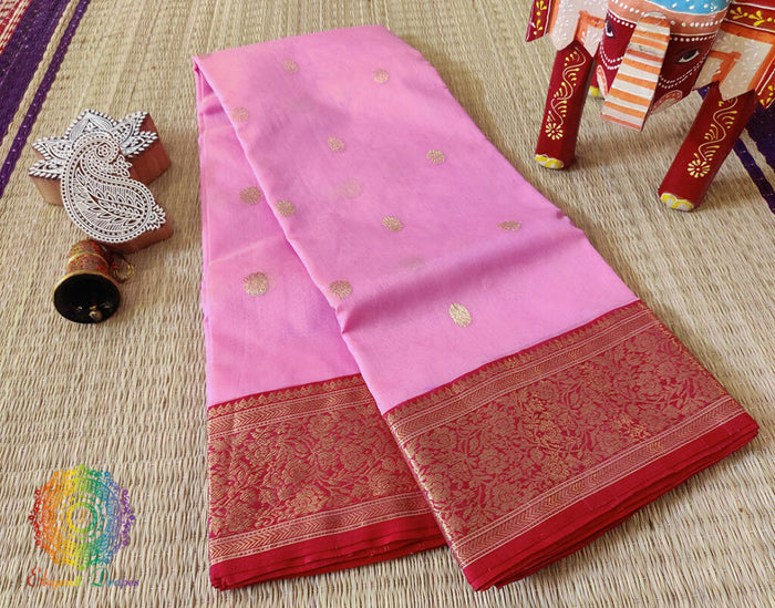 Pink Pure Chanderi Handloom Katan Silk Saree – Handloom Saree Online India | Elegantt Drapes