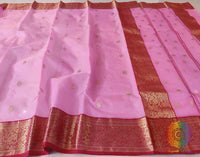 Pink Pure Chanderi Handloom Katan Silk Saree – Handloom Saree Online India | Elegantt Drapes