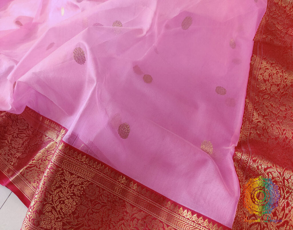 Pink Pure Chanderi Handloom Katan Silk Saree – Handloom Saree Online India | Elegantt Drapes
