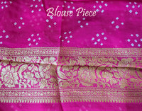 Pink Shaded Pure Banarasi Georgette Meenakari Bandhani Saree – Bandhani Saree Online India | Elegantt Drapes