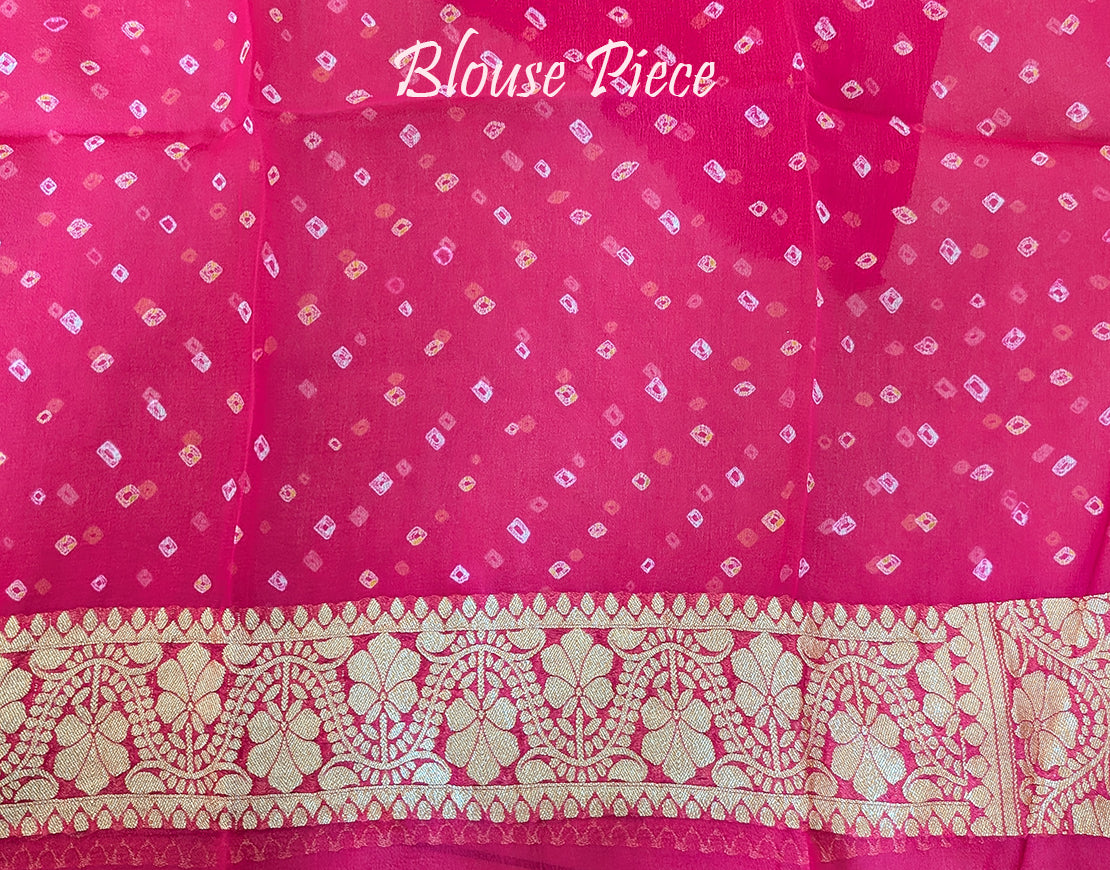 Pink Shaded Banarasi Bandhani Khaddi Georgette Saree – Bandhani Saree Online India | Elegantt Drapes