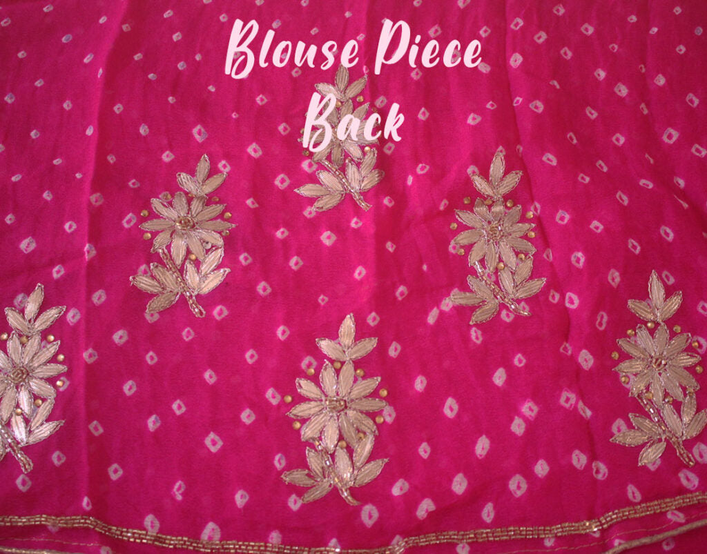 Pretty Pink Pure Crepe Rai Bandhej Gota Patti Saree
