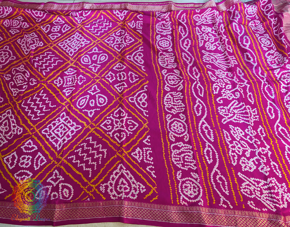 Pink Pure Gajji Silk Bandhani Saree – Bandhani Saree Online India | Elegantt Drapes