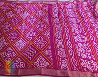 Pink Pure Gajji Silk Bandhani Saree – Bandhani Saree Online India | Elegantt Drapes