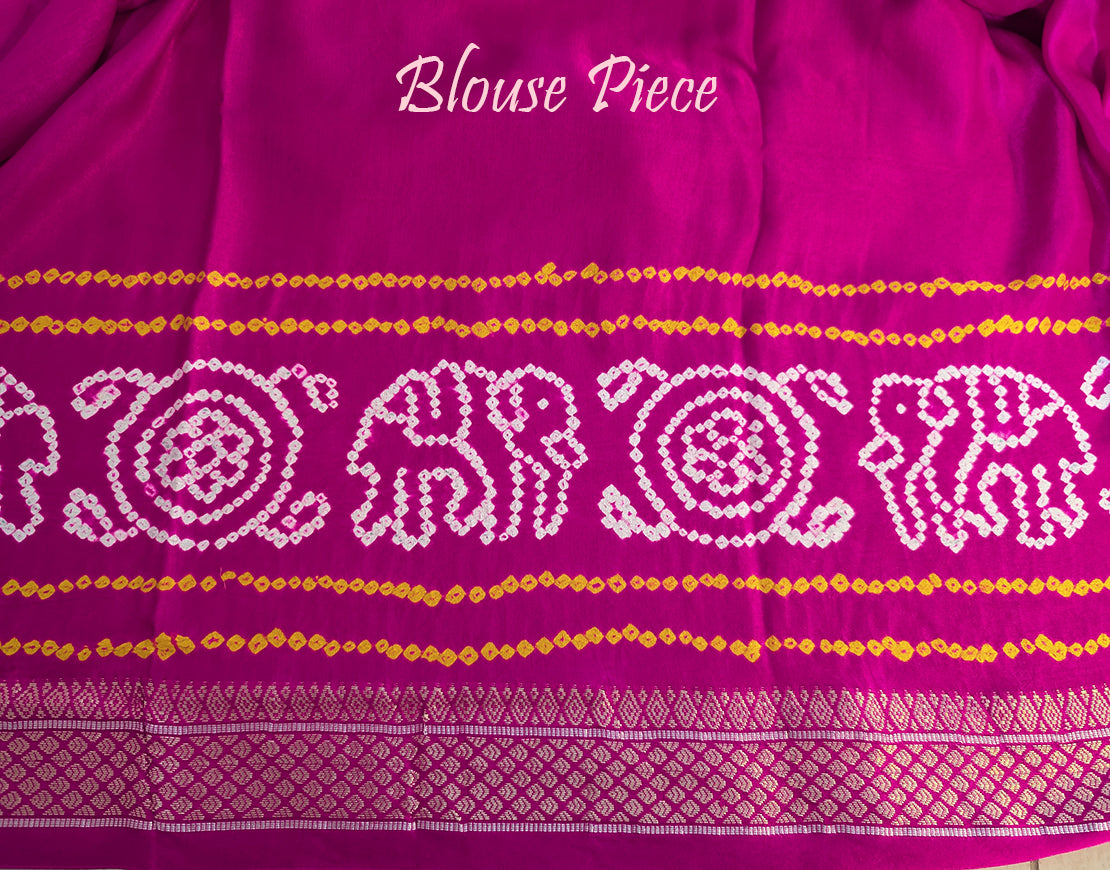 Pink Pure Gajji Silk Bandhani Saree – Bandhani Saree Online India | Elegantt Drapes