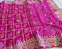 Pink Gaji Silk Gharchola Gota Patti Scalloped Border Saree – Handloom Saree Online India | Elegantt Drapes