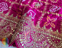 Pink Gaji Silk Gharchola Gota Patti Scalloped Border Saree – Handloom Saree Online India | Elegantt Drapes