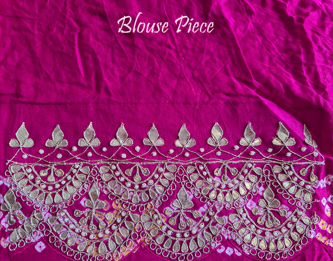 Pink Gaji Silk Gharchola Gota Patti Scalloped Border Saree – Handloom Saree Online India | Elegantt Drapes