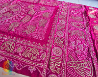 Pink Gaji Silk Bandhani Gota Patti Handwork Dupatta