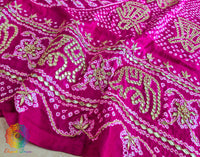Pink Gaji Silk Bandhani Gota Patti Handwork Dupatta