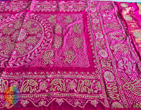 Pink Gaji Silk Bandhani Gota Patti Handwork Dupatta