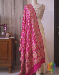 Pink Pure Banarasi Georgette Gharchola Bandhani Dupatta – Bandhani Saree Online India | Elegantt Drapes