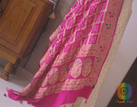 Pink Pure Banarasi Georgette Gharchola Bandhani Dupatta – Bandhani Saree Online India | Elegantt Drapes